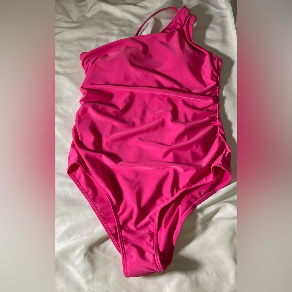Sz XL women One-Shoulder Pink Swimsuit - Picture 11 of 14